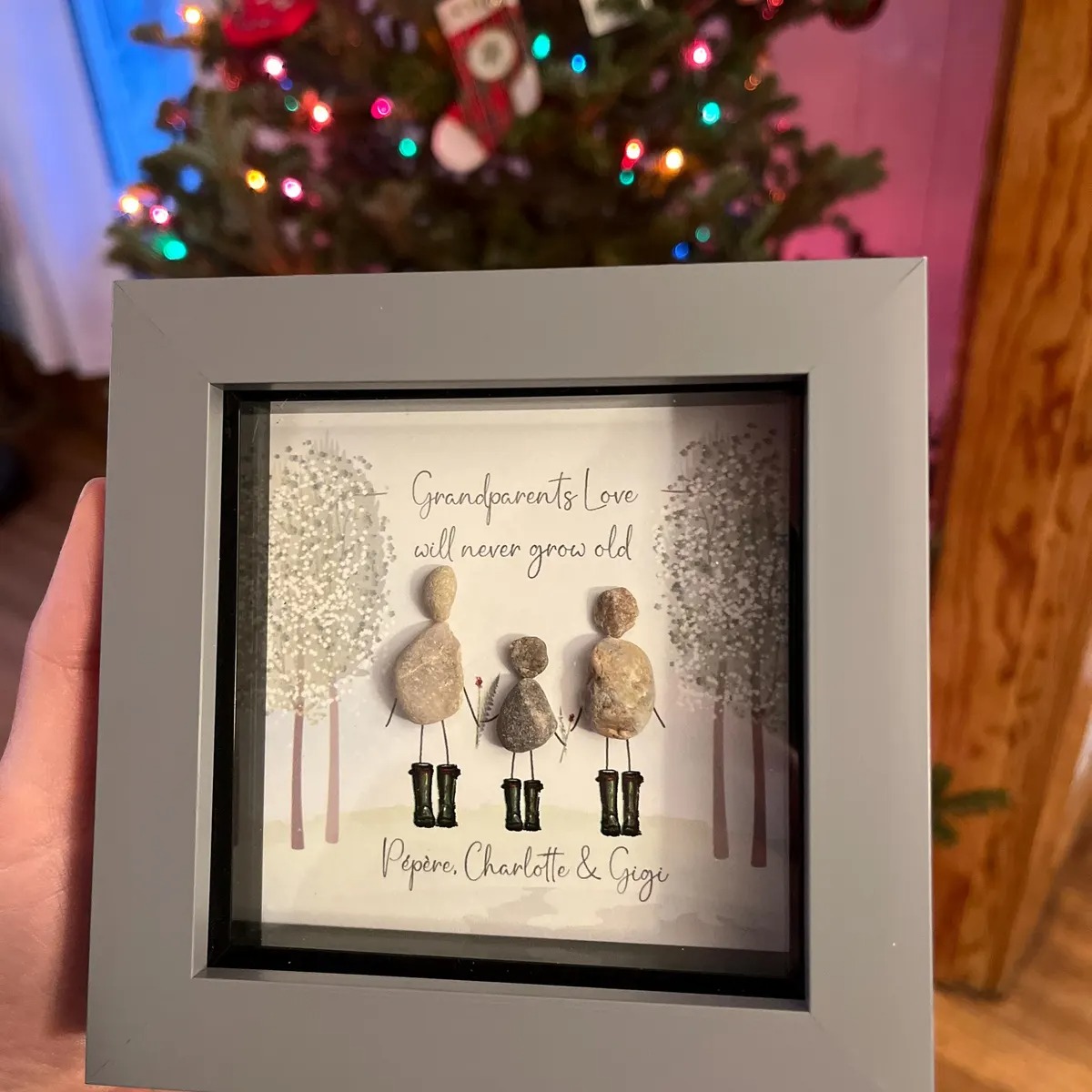 Personalized Grandparents Pebble Picture Custom Grandchildren Gift for Grandma and Grandpa