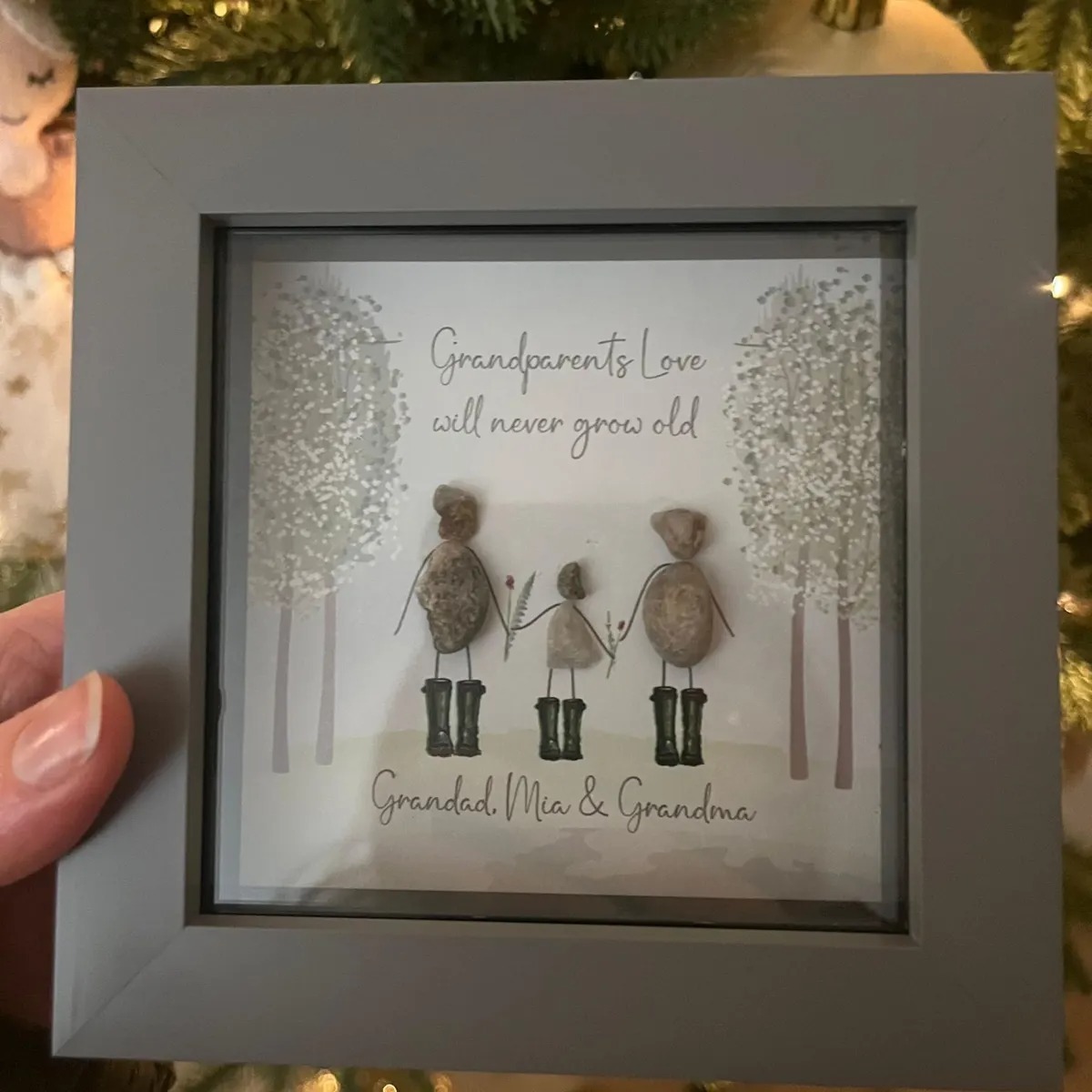 Personalized Grandparents Pebble Picture Custom Grandchildren Gift for Grandma and Grandpa