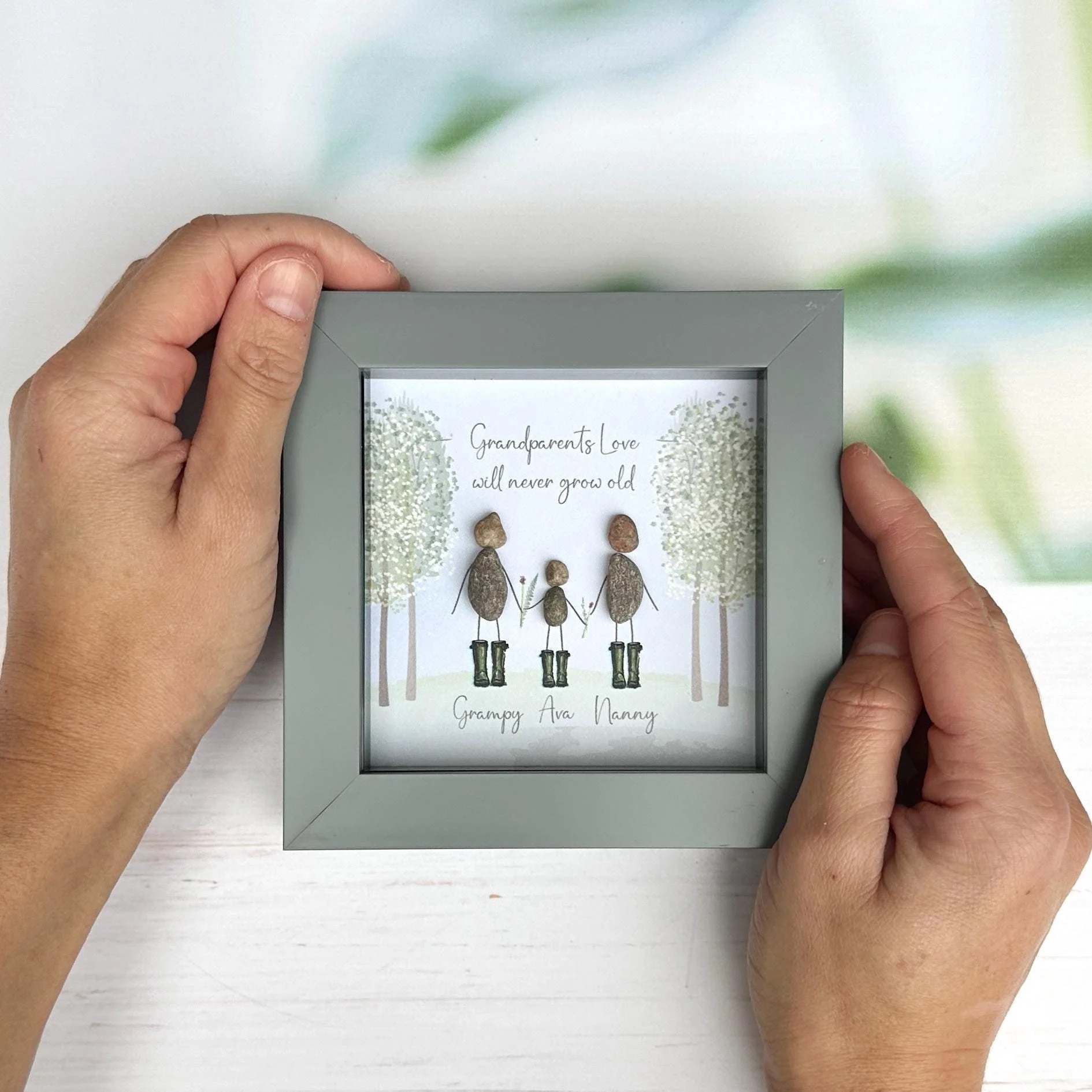 Personalized Grandparents Pebble Picture Custom Grandchildren Gift for Grandma and Grandpa