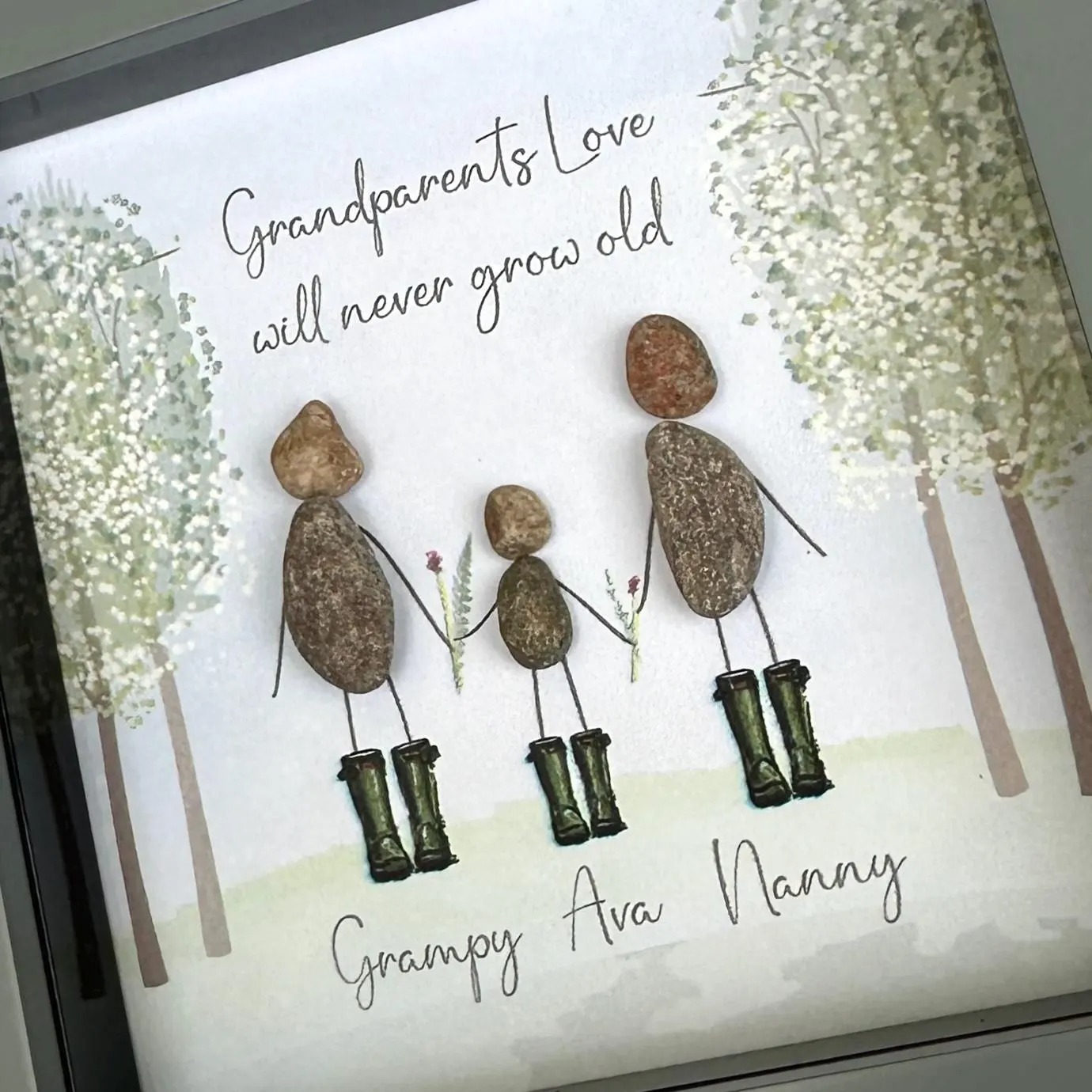 Personalized Grandparents Pebble Picture Custom Grandchildren Gift for Grandma and Grandpa