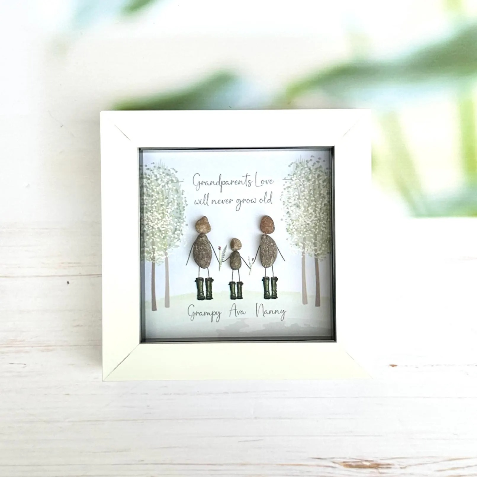 Personalized Grandparents Pebble Picture Custom Grandchildren Gift for Grandma and Grandpa