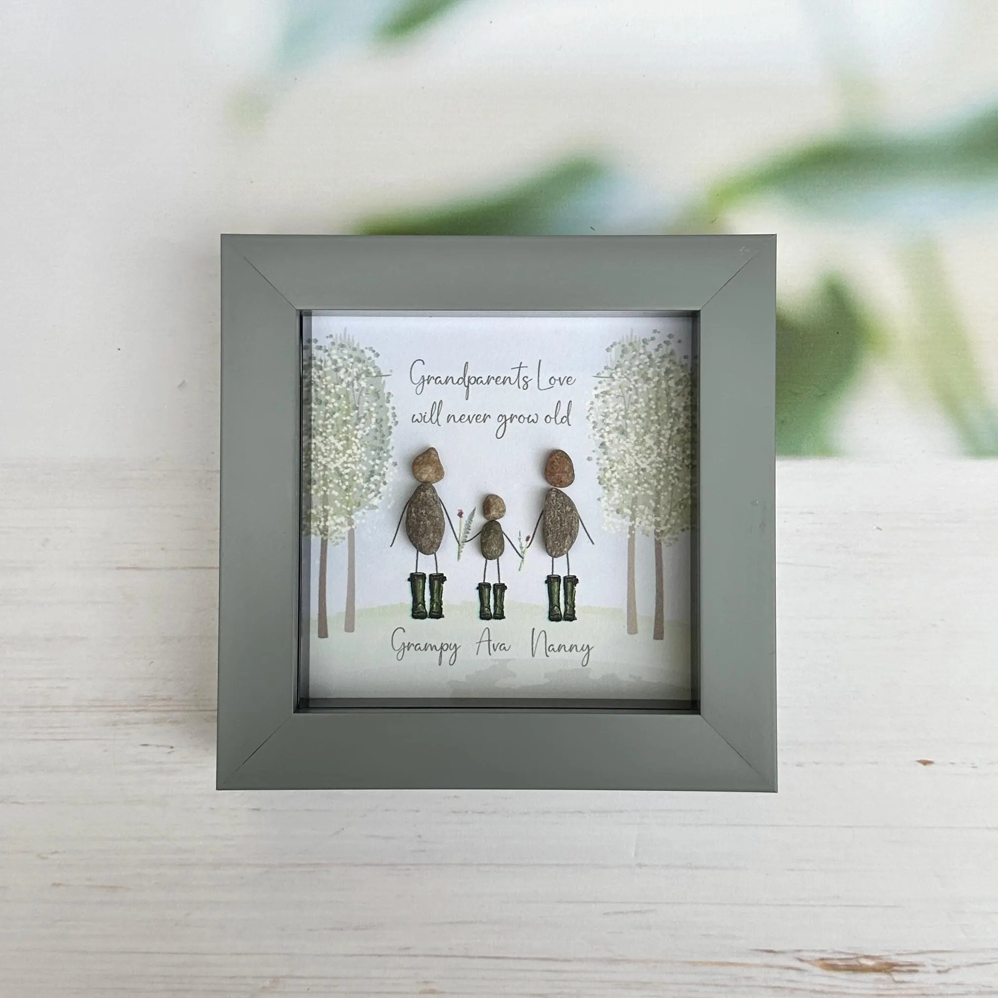 Personalized Grandparents Pebble Picture Custom Grandchildren Gift for Grandma and Grandpa