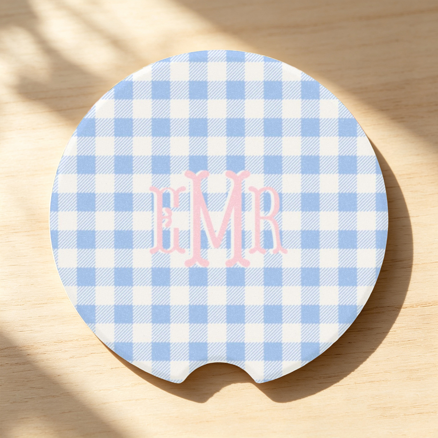 Personalized Floral Car Coaster, Custom Monogram Pink Blue Coquette Car Cup Holder Decor, Grandmillennial Car Accessory, Cute Gift for Her