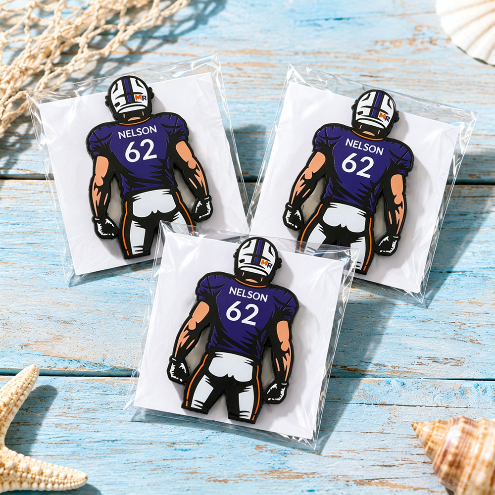 Personalized Football Player Pin Custom Name and Jersey Number Team Colors Game Day Keepsake