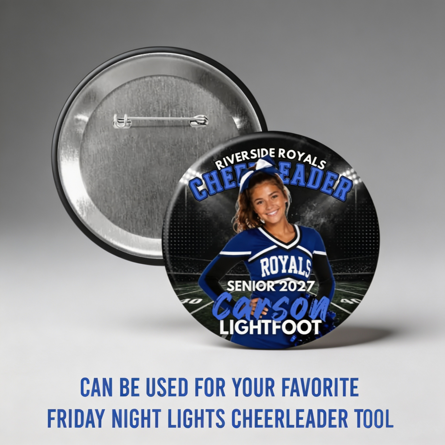 Personalized Football Photo Button, Senior Night Game Day Pin, Proud Mom Spirit Button