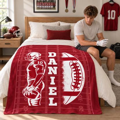 Personalized Senior Football Blanket – Custom Name & Jersey Number