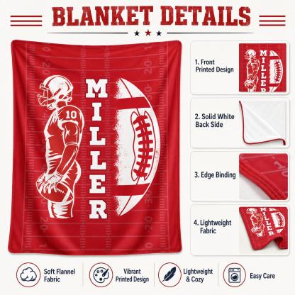 Personalized Senior Football Blanket – Custom Name & Jersey Number