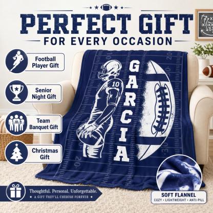 Personalized Senior Football Blanket – Custom Name & Jersey Number