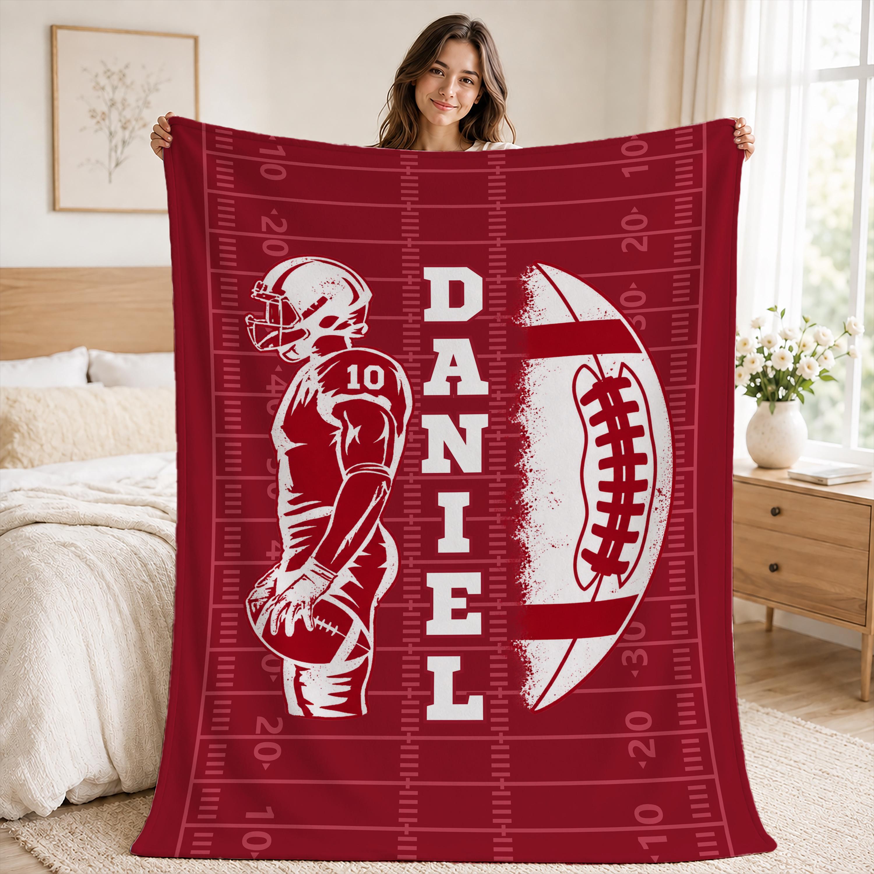 Personalized Senior Football Blanket – Custom Name & Jersey Number