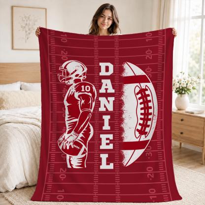 Personalized Senior Football Blanket – Custom Name & Jersey Number