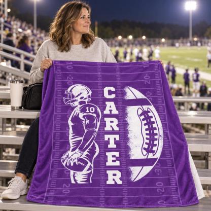 Personalized Senior Football Blanket – Custom Name & Jersey Number