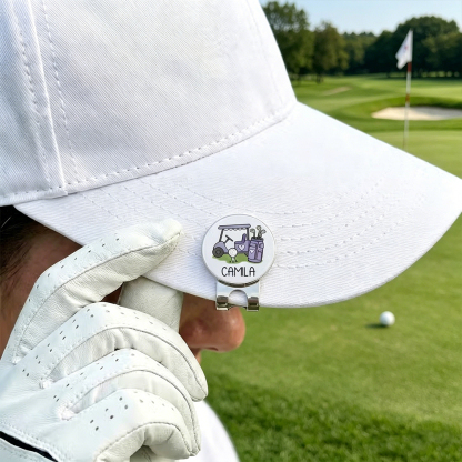 Personalized Golf Cart Golf Ball Marker with Magnetic Hat Clip, Custom Name Golf Marker, Gift for Golf Lovers