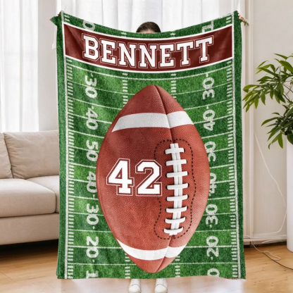Personalized Football Blanket – Custom Team Name, Player Name & Number