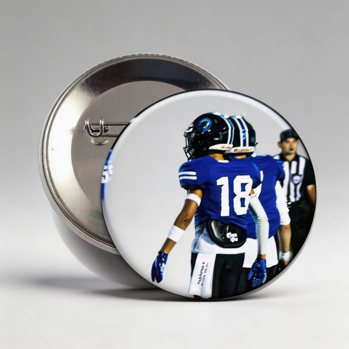 Personalized Football Photo Button, Custom Pin Back Badge, Sports Photo Button for Game Day, Cheer & Senior Night