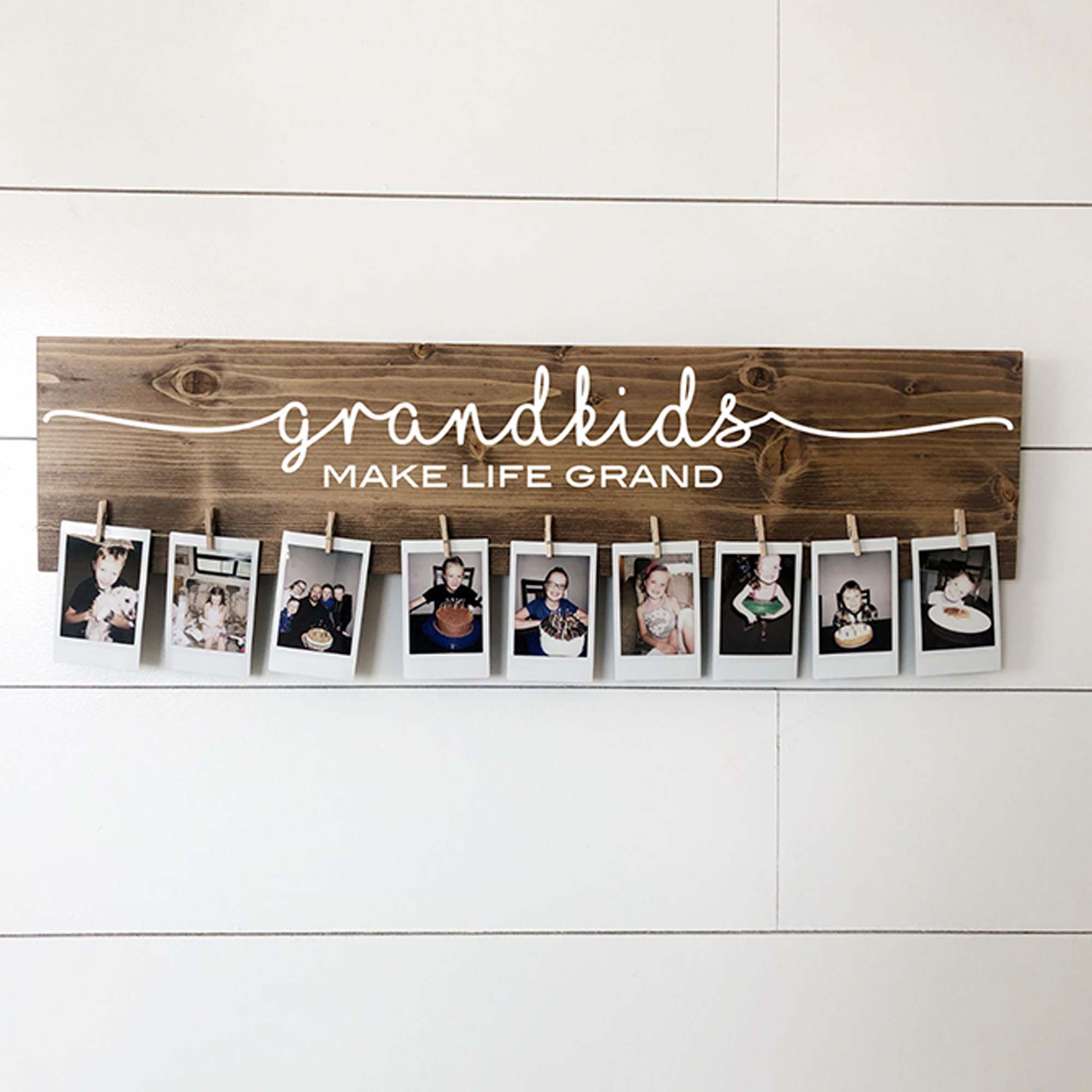 Personalized Grandkids Photo Display Wooden Sign Custom Grandchildren Names and Photos for Grandma and Grandpa