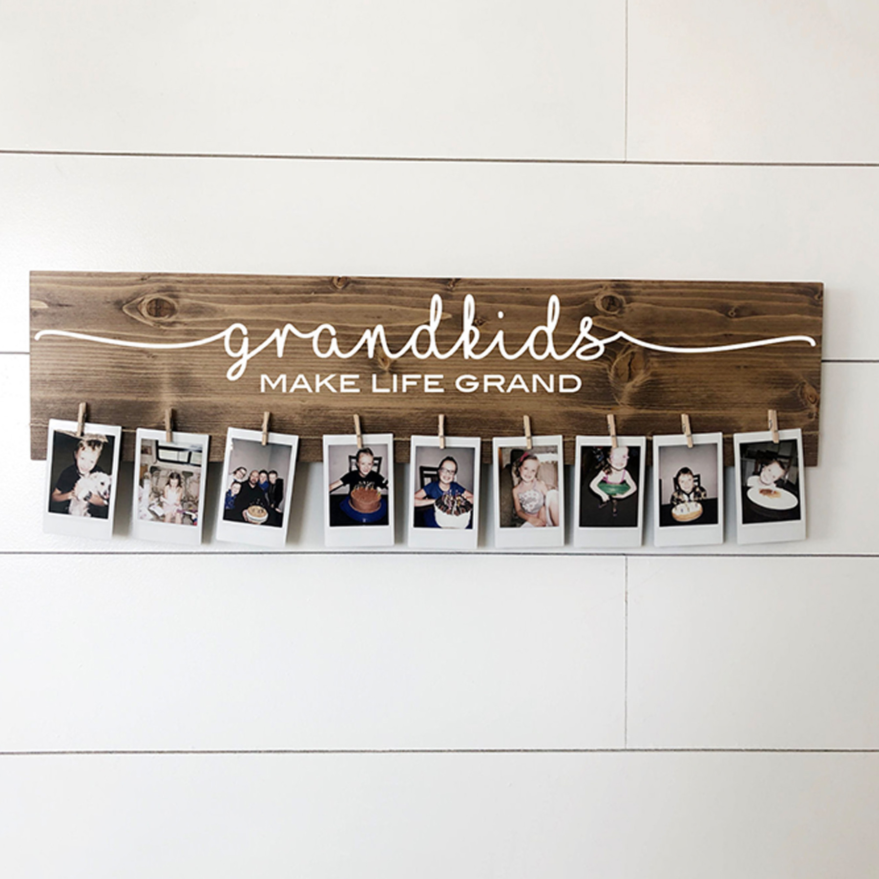Personalized Grandkids Photo Display Wooden Sign Custom Grandchildren Names and Photos for Grandma and Grandpa