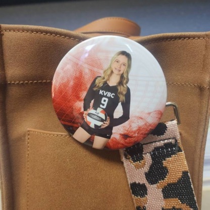Personalized Football Photo Button, Custom Pin Back Badge, Sports Photo Button for Game Day, Cheer & Senior Night