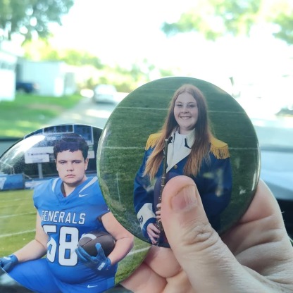 Personalized Football Photo Button, Custom Pin Back Badge, Sports Photo Button for Game Day, Cheer & Senior Night