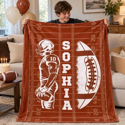 Personalized Senior Football Blanket – Custom Name & Jersey Number