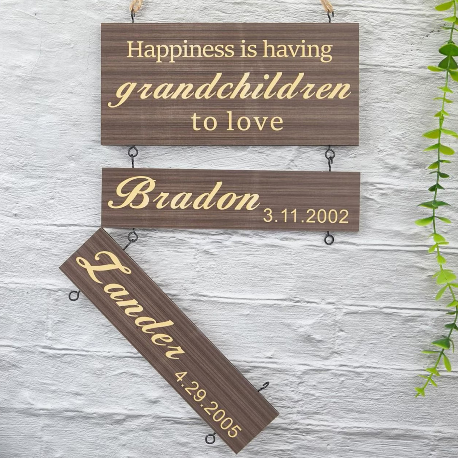 Personalized Grandkids Name Sign Custom Grandchildren Names and Birthdays Wooden Wall Decor for Grandparents