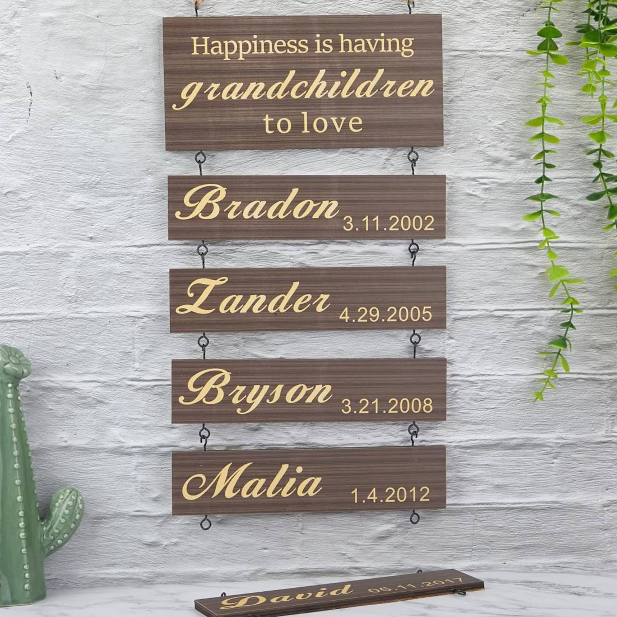 Personalized Grandkids Name Sign Custom Grandchildren Names and Birthdays Wooden Wall Decor for Grandparents