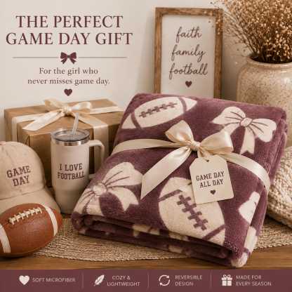 Personalized Football Game Day Blanket – Soft Plush Blanket for Fans & Cheerleaders