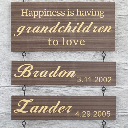 Personalized Grandkids Name Sign Custom Grandchildren Names and Birthdays Wooden Wall Decor for Grandparents