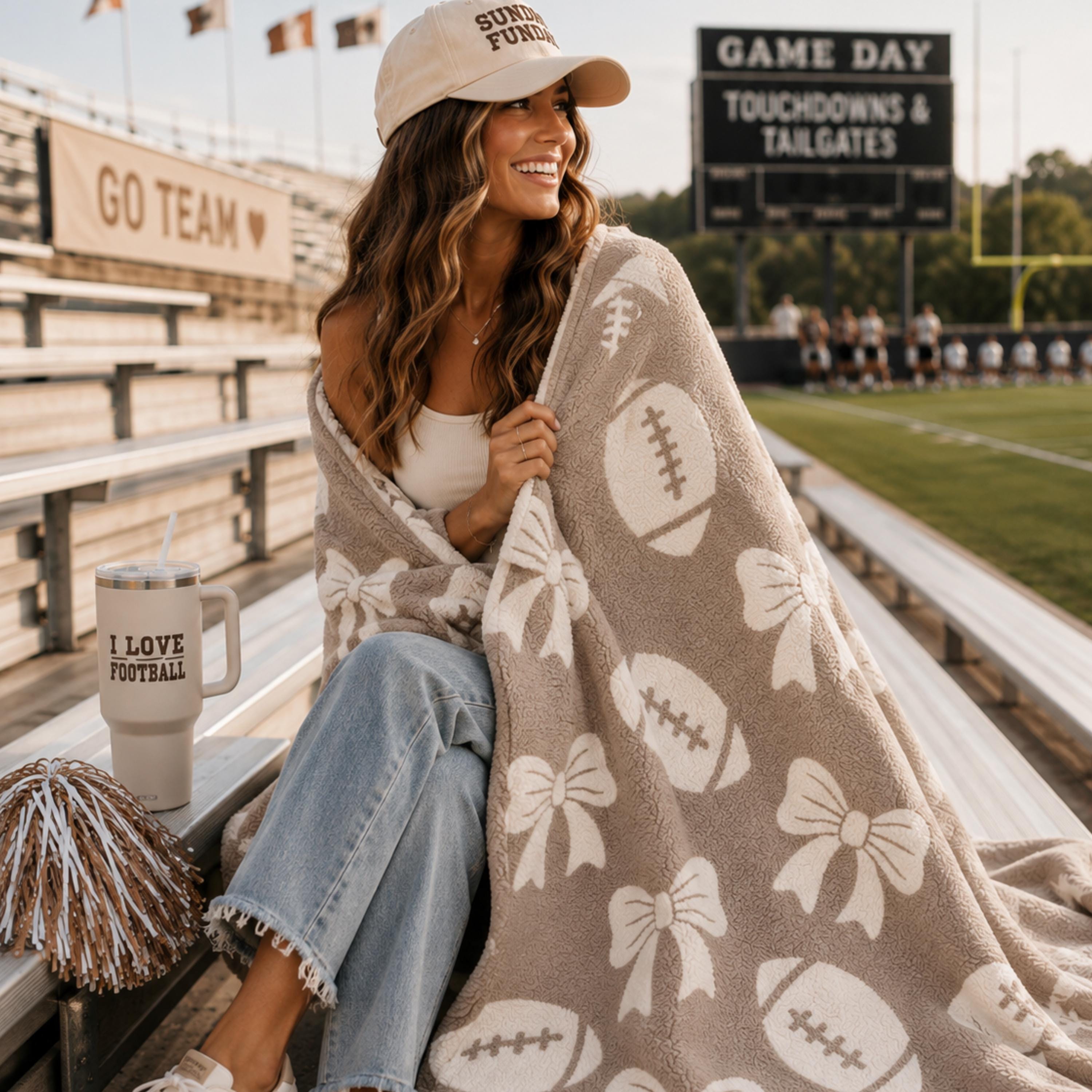 Personalized Football Game Day Blanket – Soft Plush Blanket for Fans & Cheerleaders