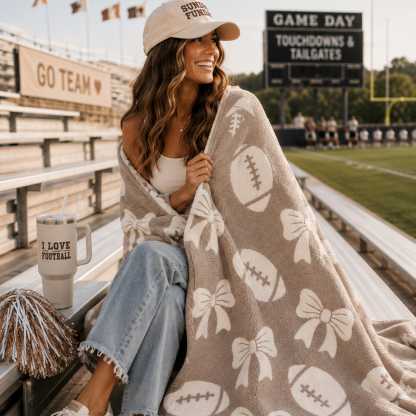 Personalized Football Game Day Blanket – Soft Plush Blanket for Fans & Cheerleaders
