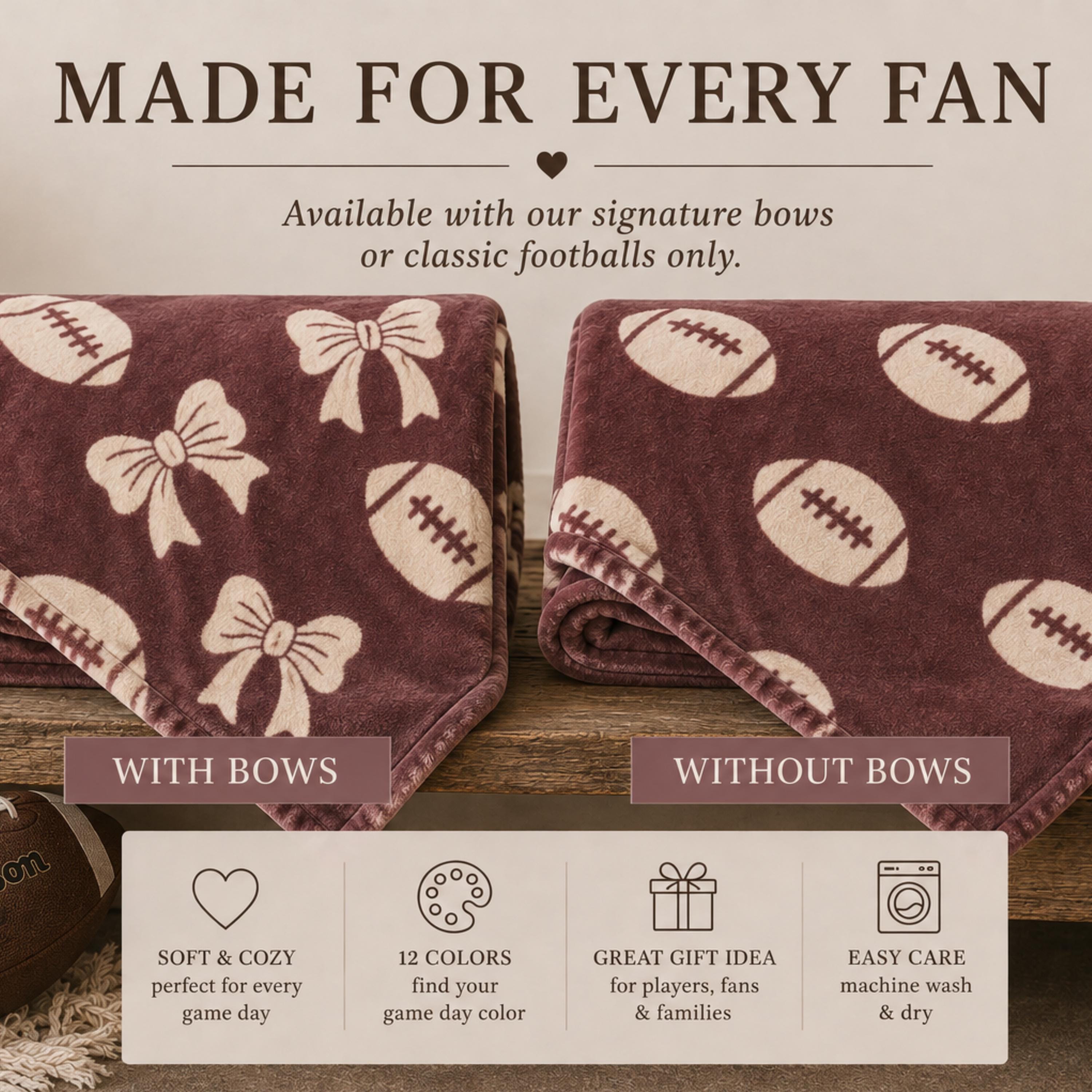 Personalized Football Game Day Blanket – Soft Plush Blanket for Fans & Cheerleaders
