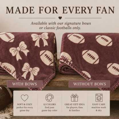 Personalized Football Game Day Blanket – Soft Plush Blanket for Fans & Cheerleaders