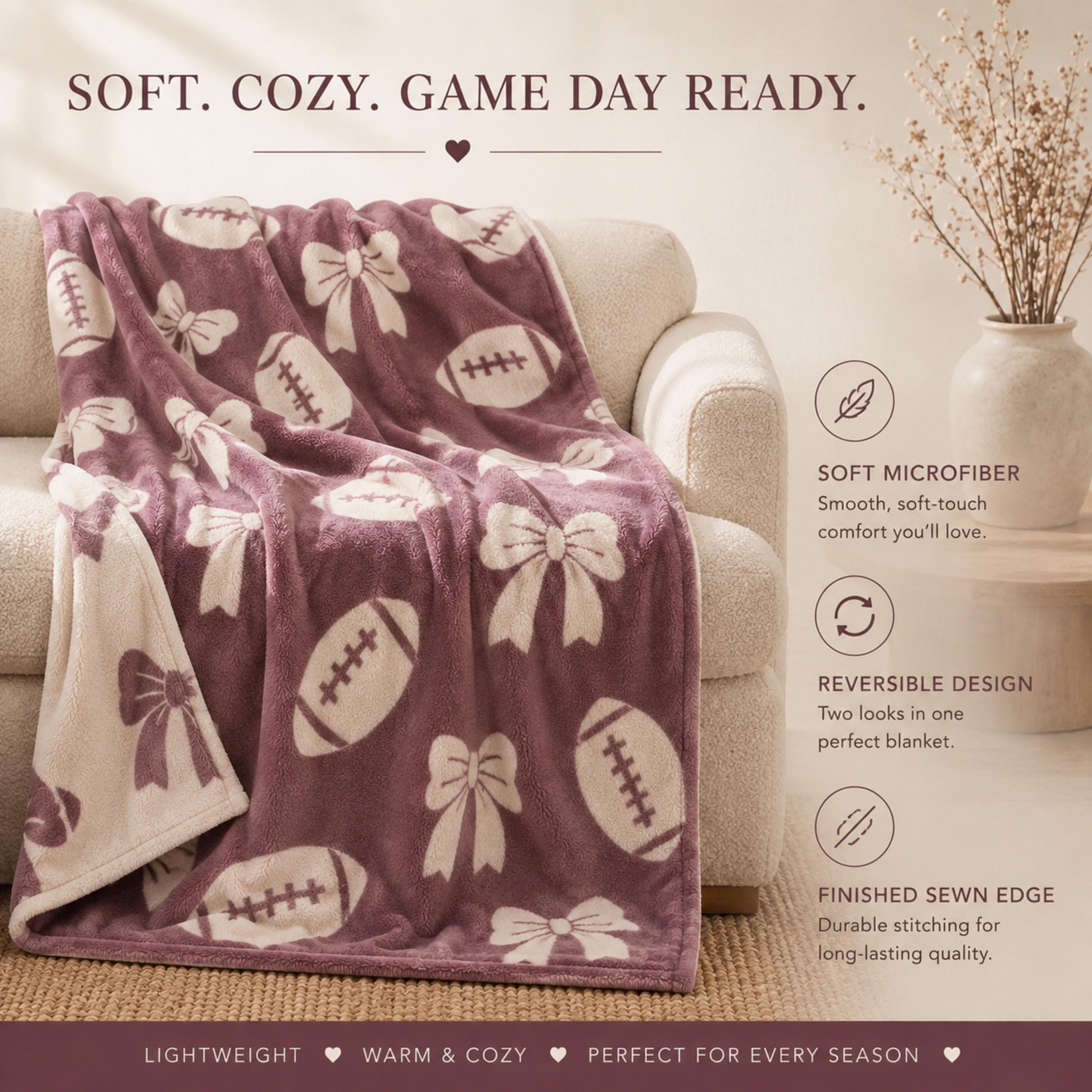 Personalized Football Game Day Blanket – Soft Plush Blanket for Fans & Cheerleaders