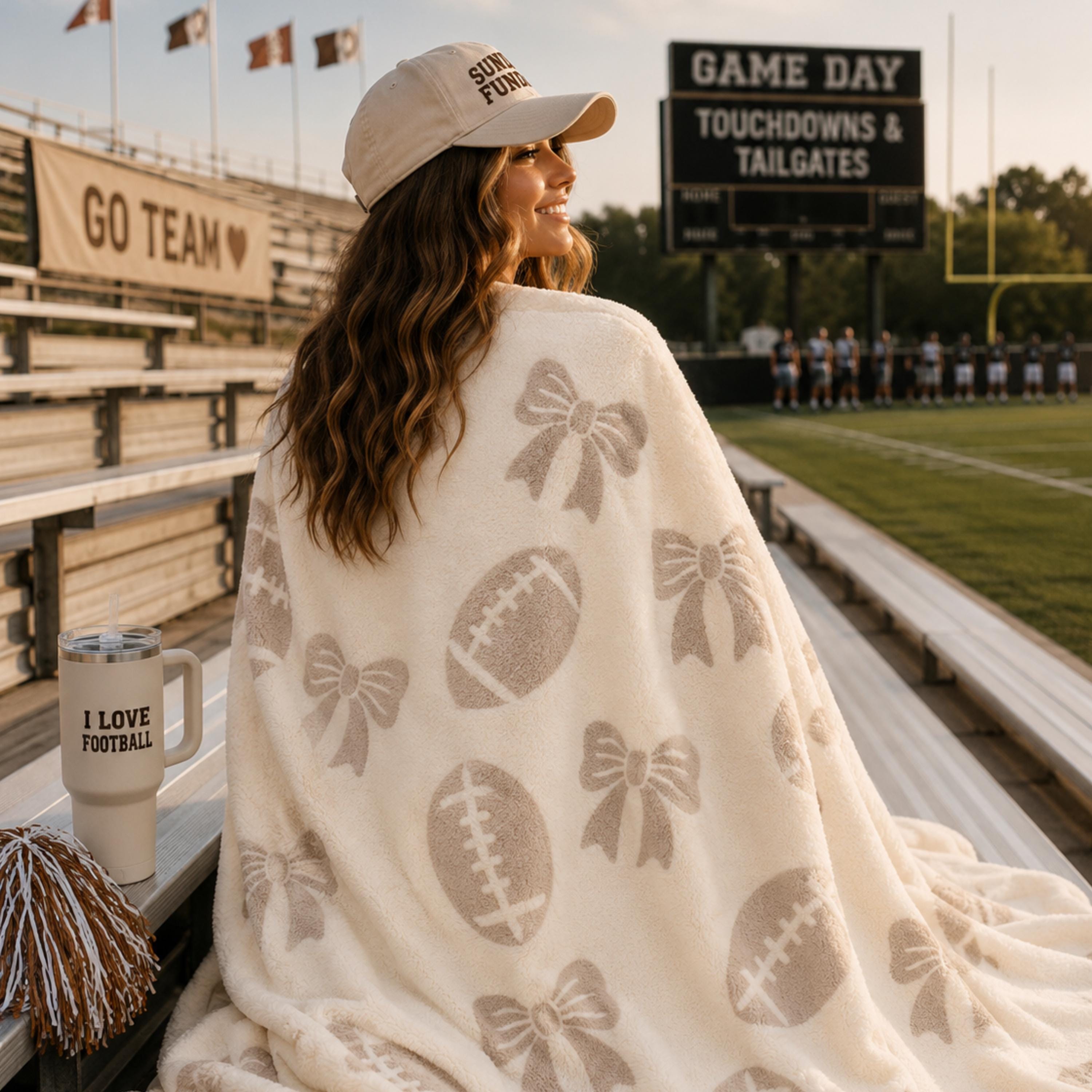 Personalized Football Game Day Blanket – Soft Plush Blanket for Fans & Cheerleaders