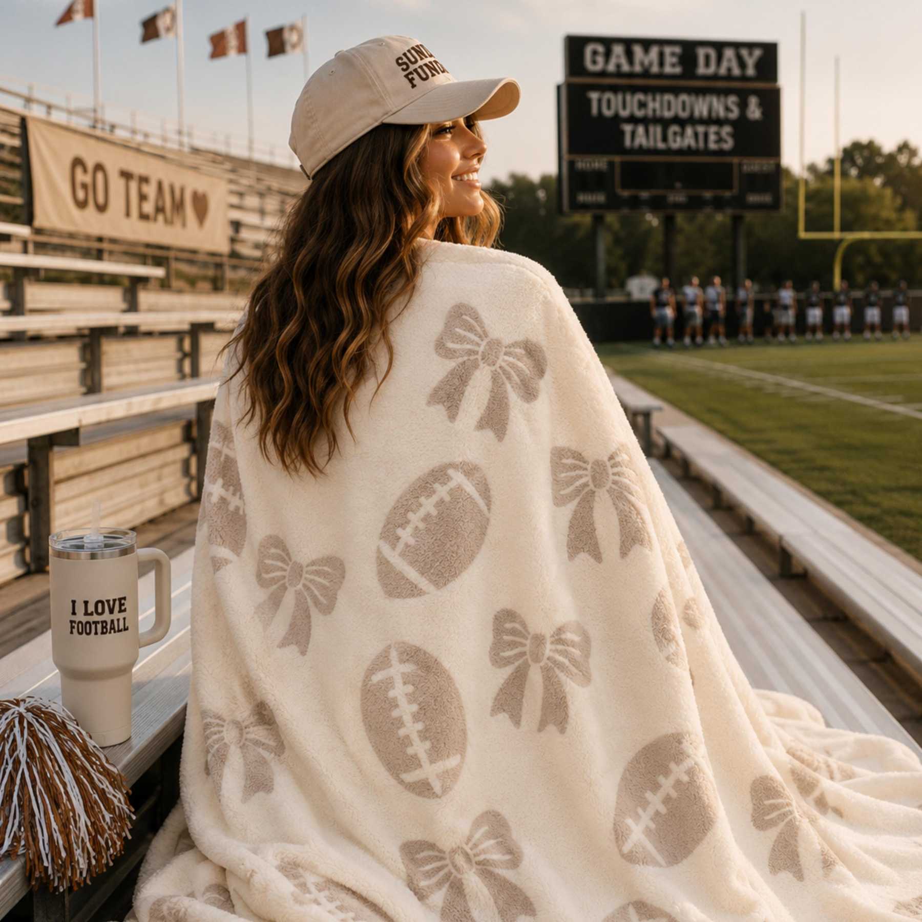 Personalized Football Game Day Blanket – Soft Plush Blanket for Fans & Cheerleaders