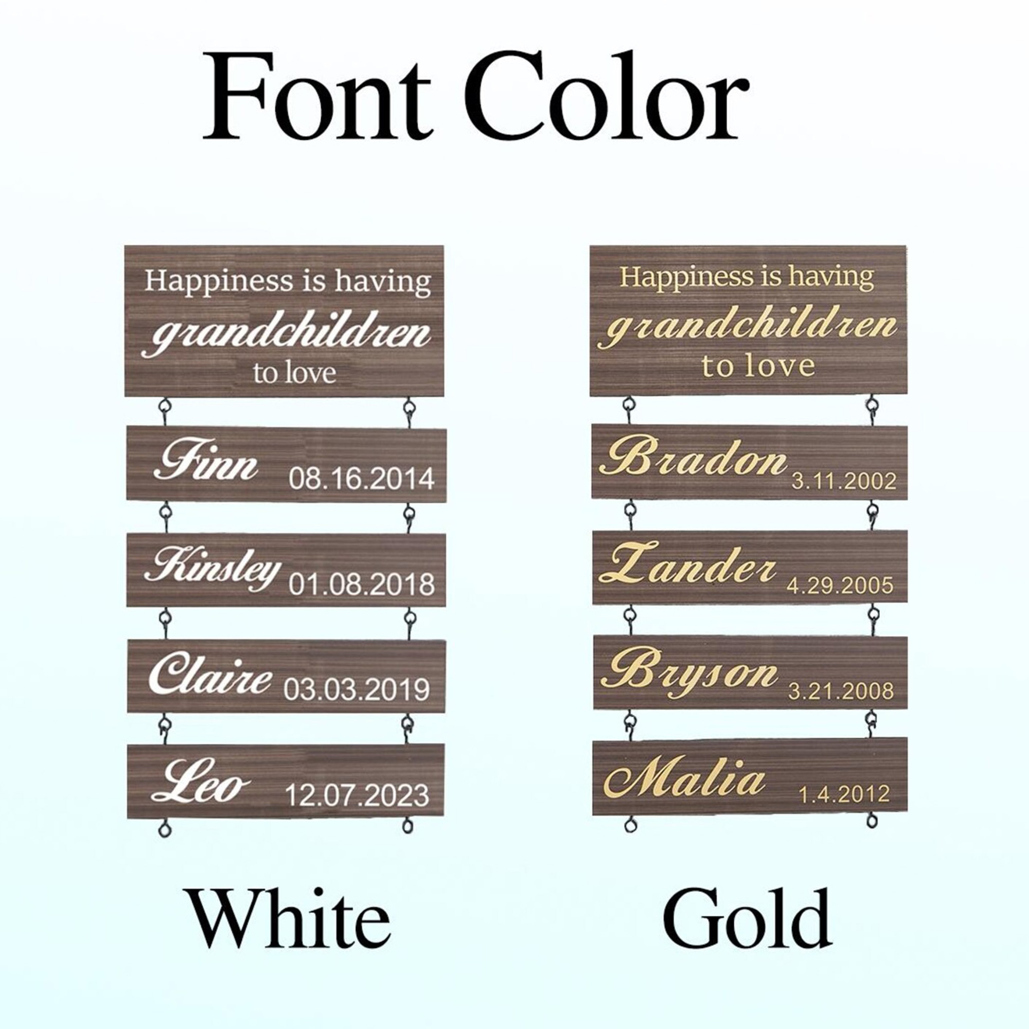 Personalized Grandkids Name Sign Custom Grandchildren Names and Birthdays Wooden Wall Decor for Grandparents