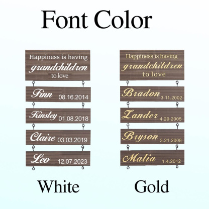 Personalized Grandkids Name Sign Custom Grandchildren Names and Birthdays Wooden Wall Decor for Grandparents