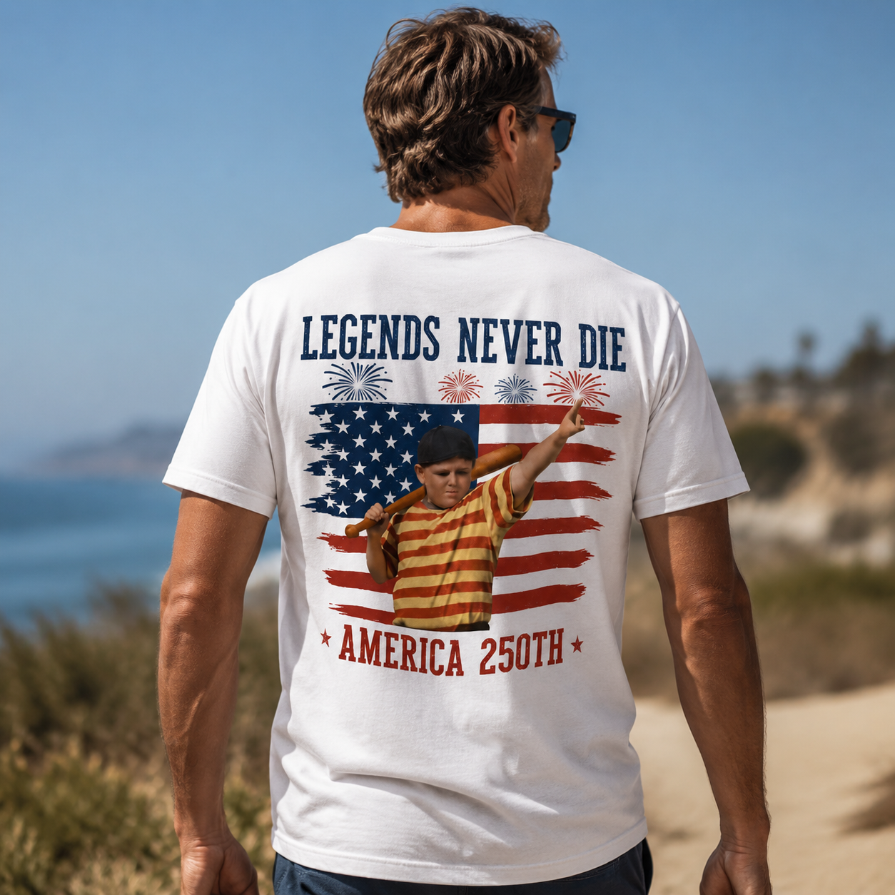 Legends Never Die – 4th of July & America 250th Patriotic Double-Sided Graphic T-Shirt