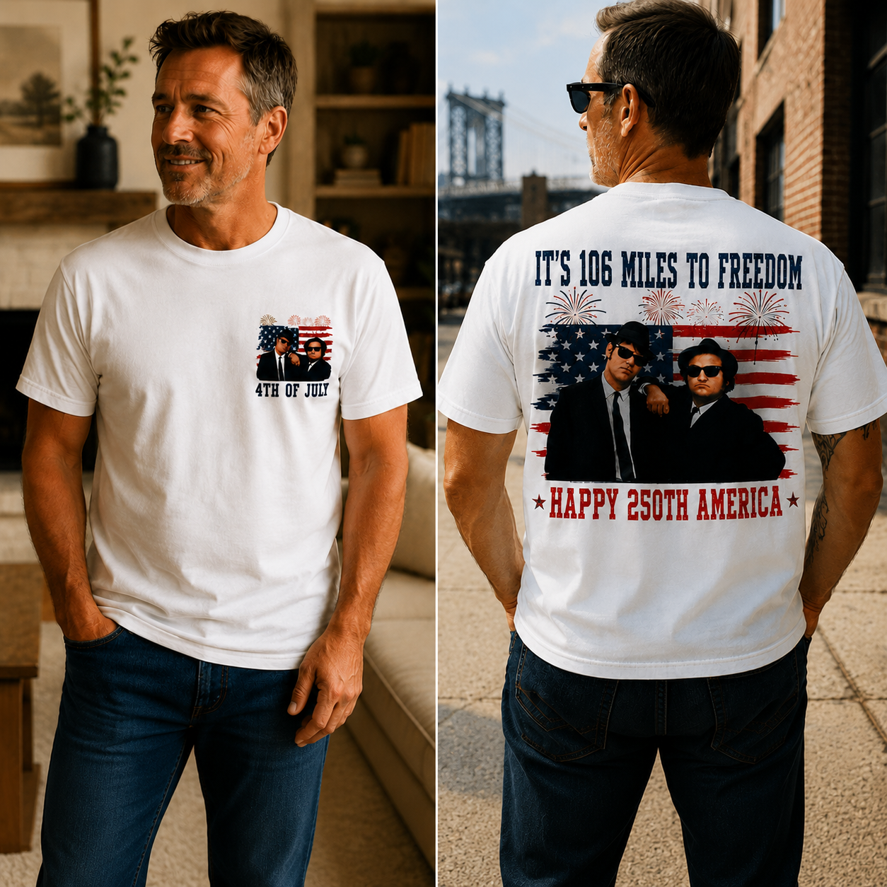 106 Miles to Freedom Patriotic Graphic Tee – 4th of July USA 250th Edition Vintage Freedom Shirt
