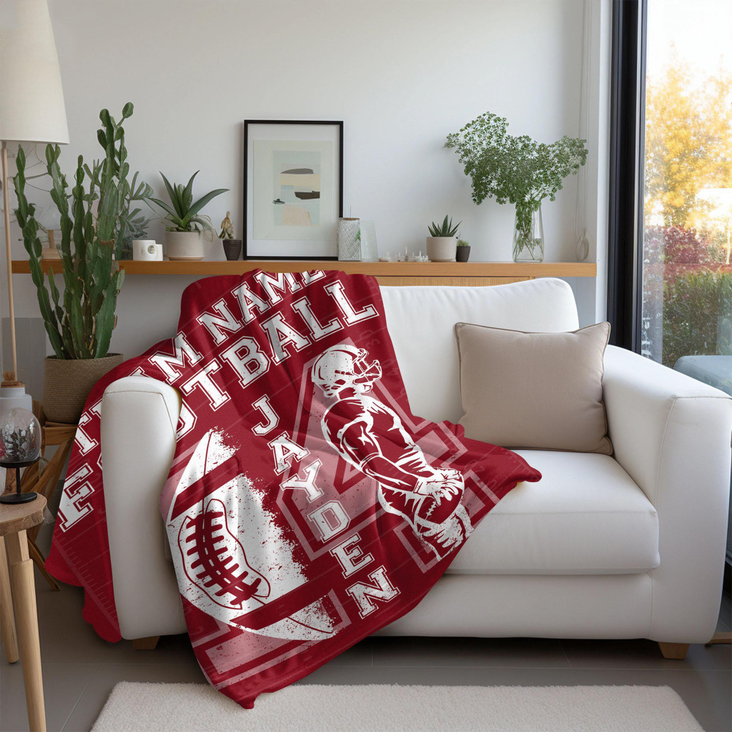 Personalized Football Blanket – Custom Name & Jersey Number, Sherpa or Fleece