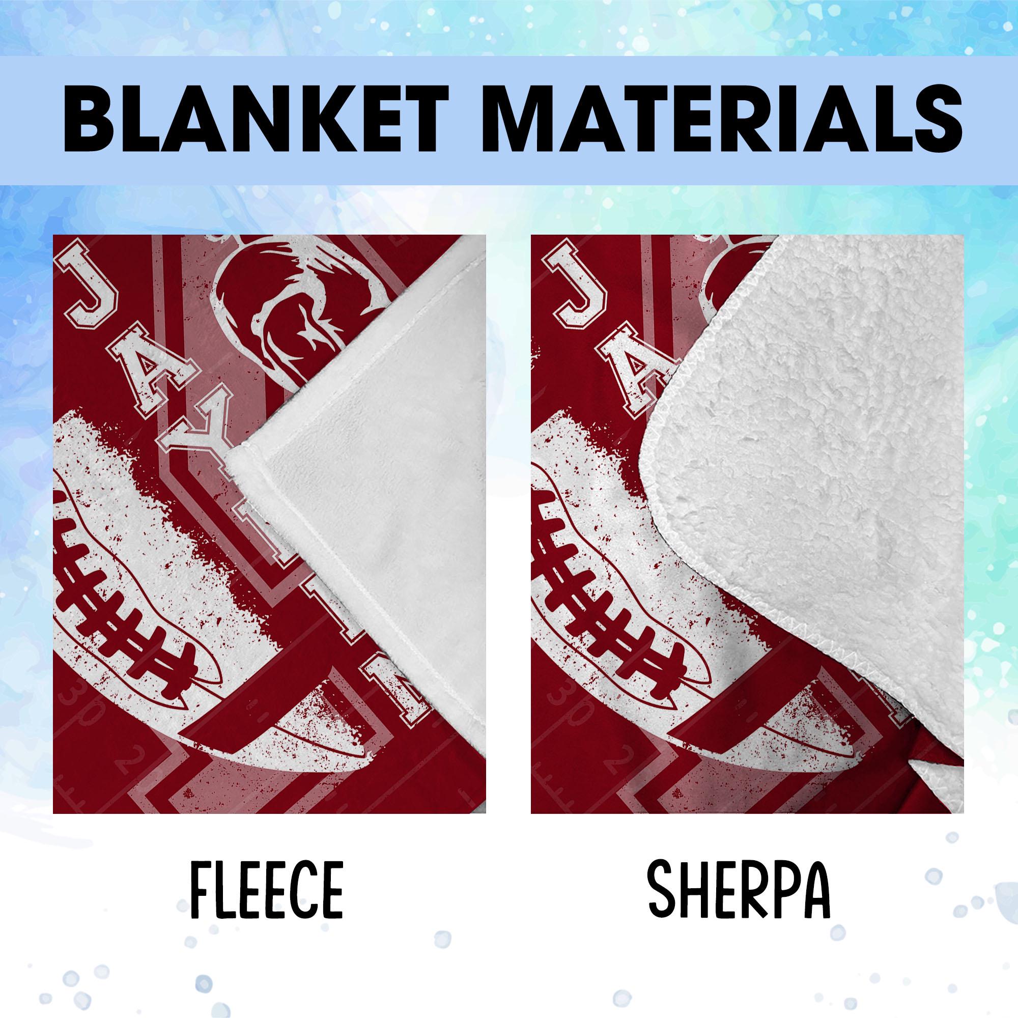 Personalized Football Blanket – Custom Name & Jersey Number, Sherpa or Fleece
