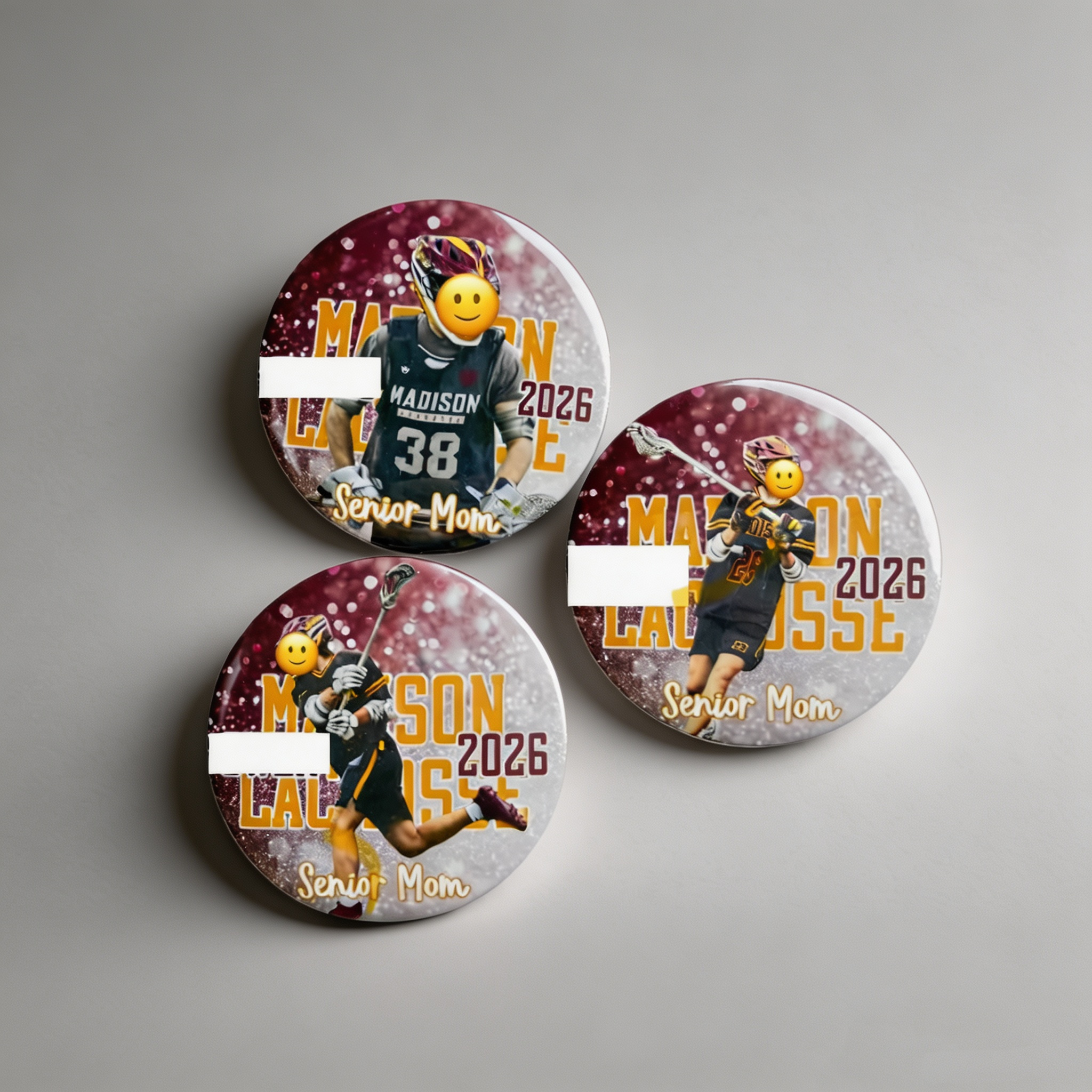 Personalized Cheer Photo Button, Custom Photo & Text Pin, Dance Pom Team Senior Night Keepsake