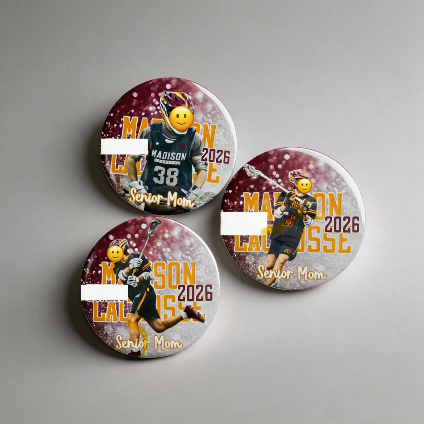 Personalized Cheer Photo Button, Custom Photo & Text Pin, Dance Pom Team Senior Night Keepsake