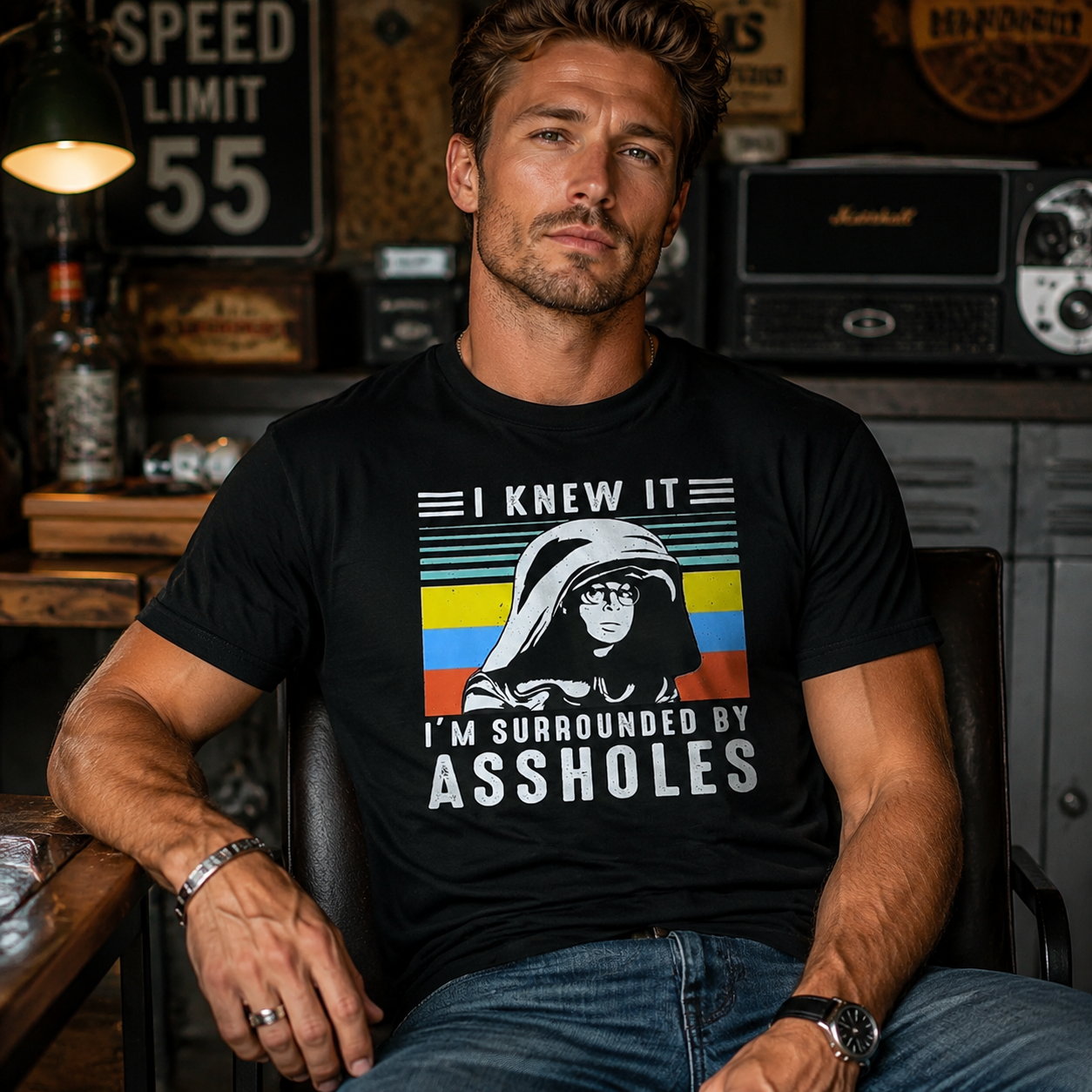 Vintage Retro Sarcastic Graphic Tee – “I Knew It, I’m Surrounded by…” Statement T-Shirt