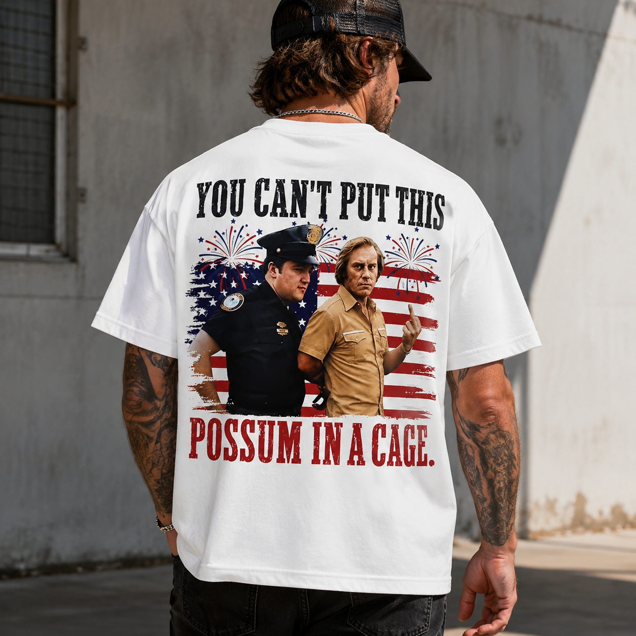 4th of July Freedom Fireworks Graphic Tee – Satirical Patriotic Streetwear