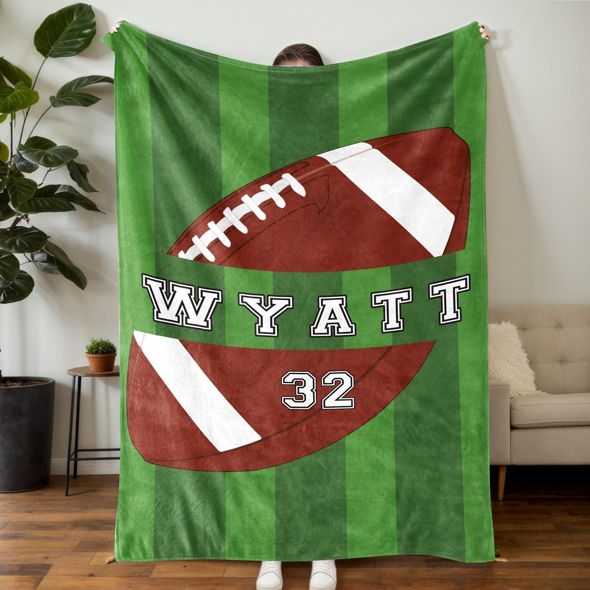 Personalized Football Blanket – Custom Team Name, Player Name & Number