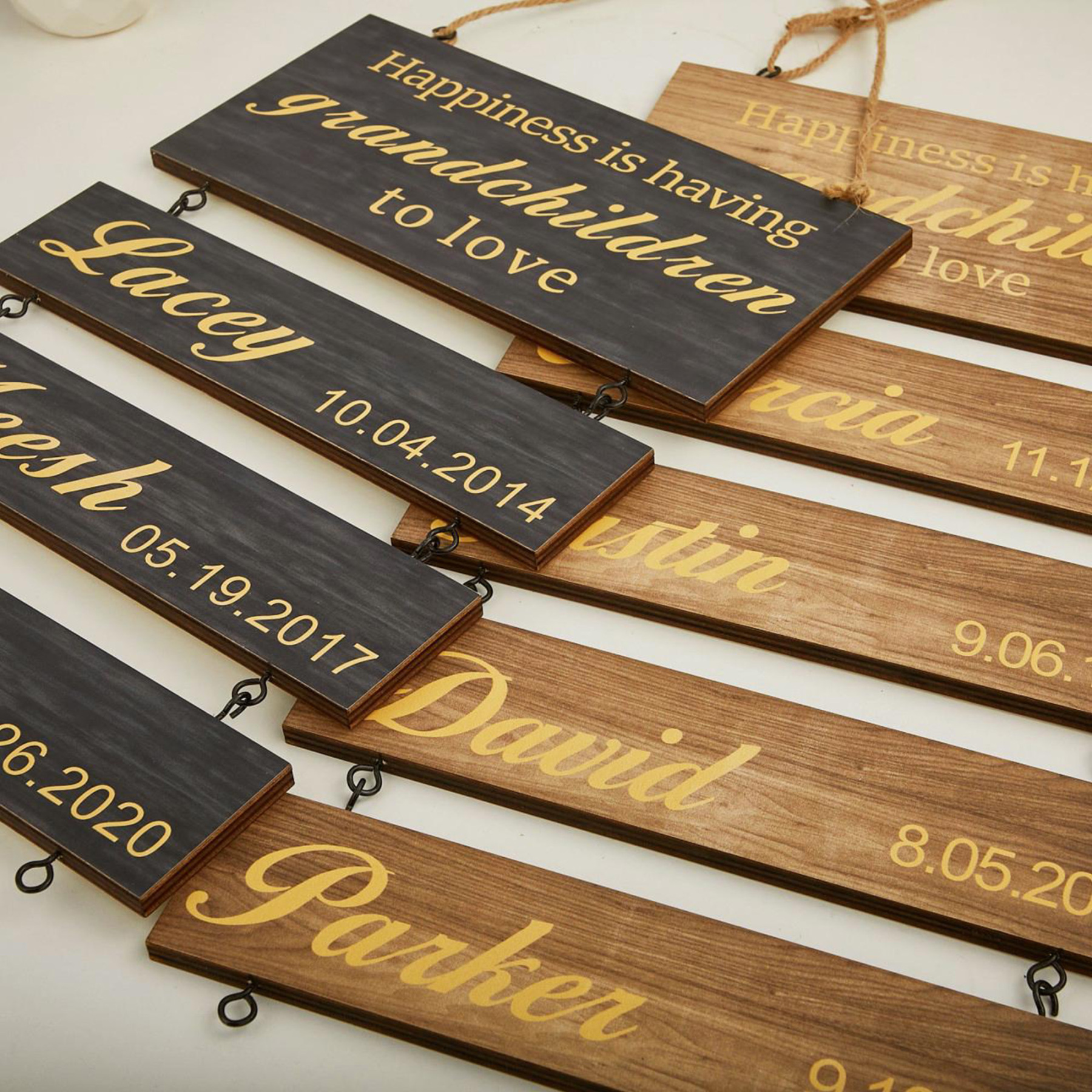 Personalized Grandchildren Sign Custom Grandkids Names and Birthdays Wooden Wall Decor for Grandparents