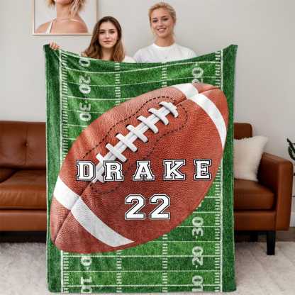 Personalized Football Blanket – Custom Team Name, Player Name & Number