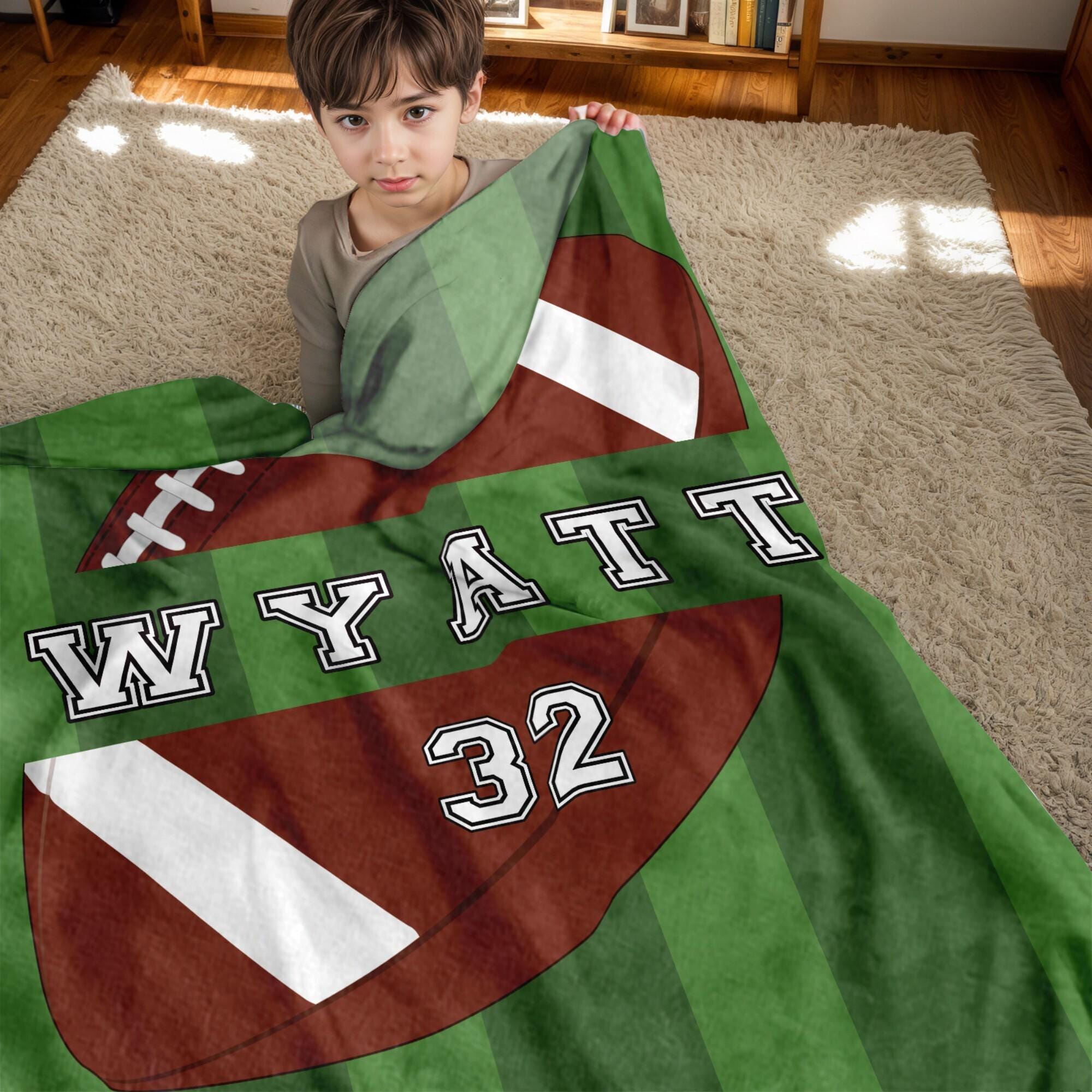Personalized Football Blanket – Custom Team Name, Player Name & Number