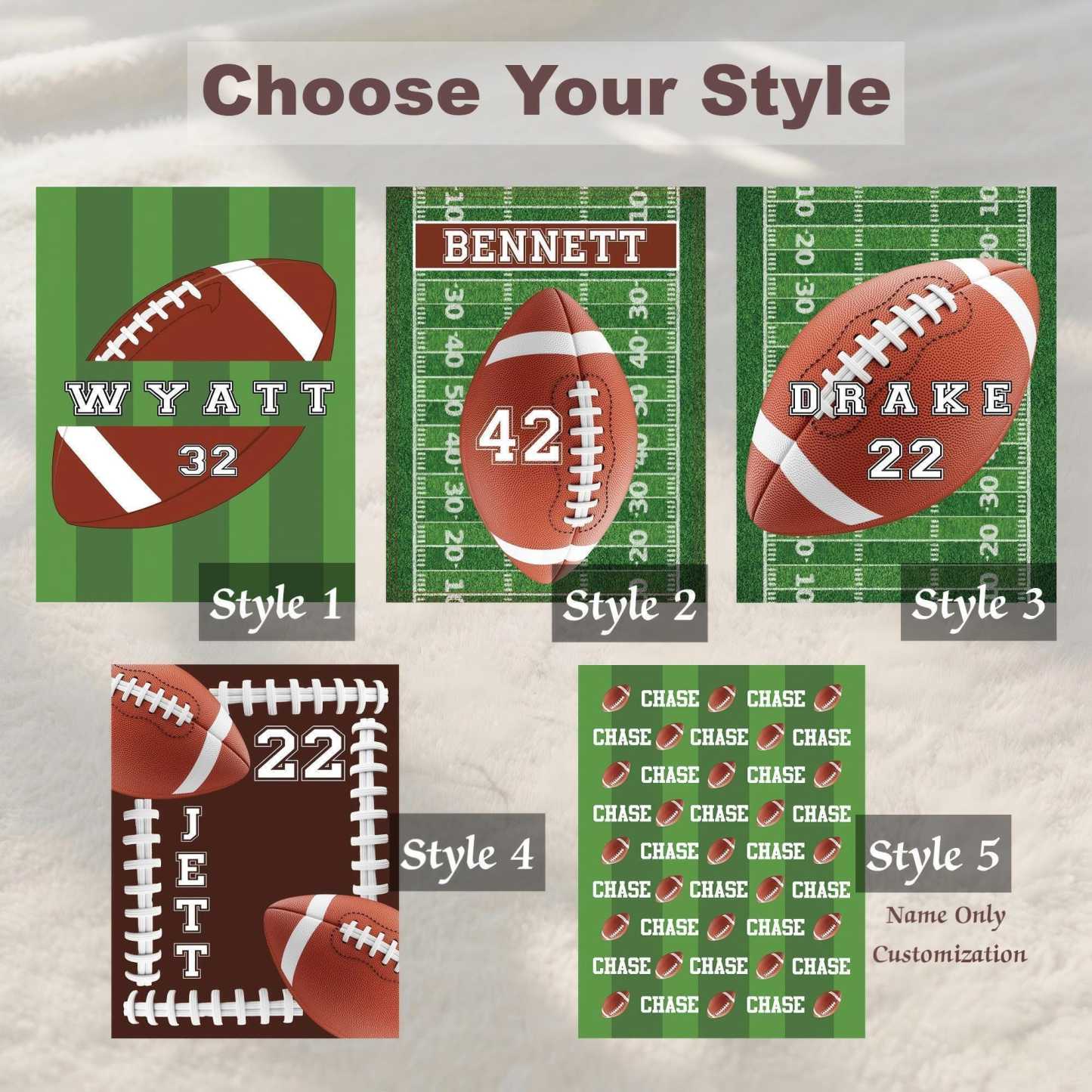 Personalized Football Blanket – Custom Team Name, Player Name & Number