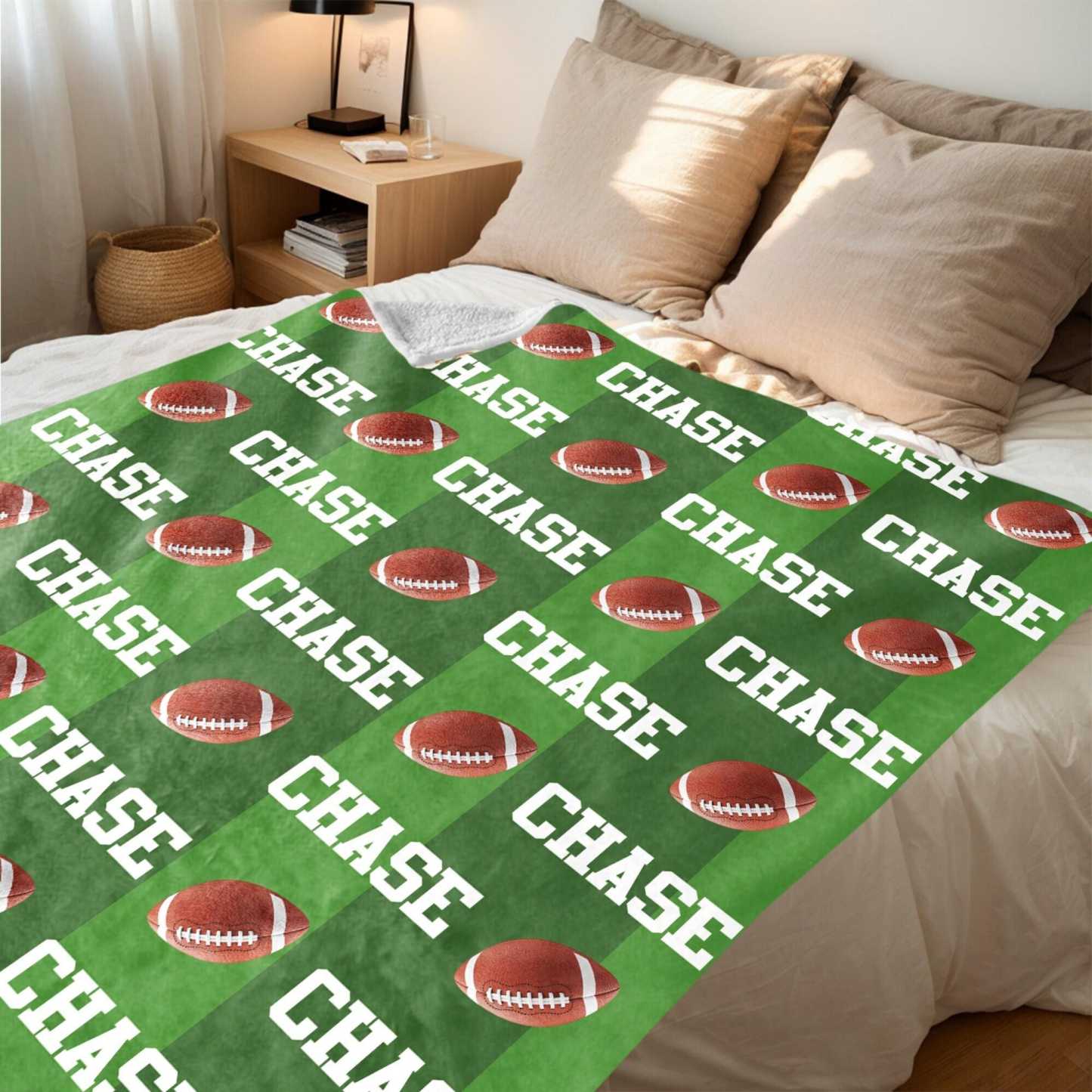 Personalized Football Blanket – Custom Team Name, Player Name & Number
